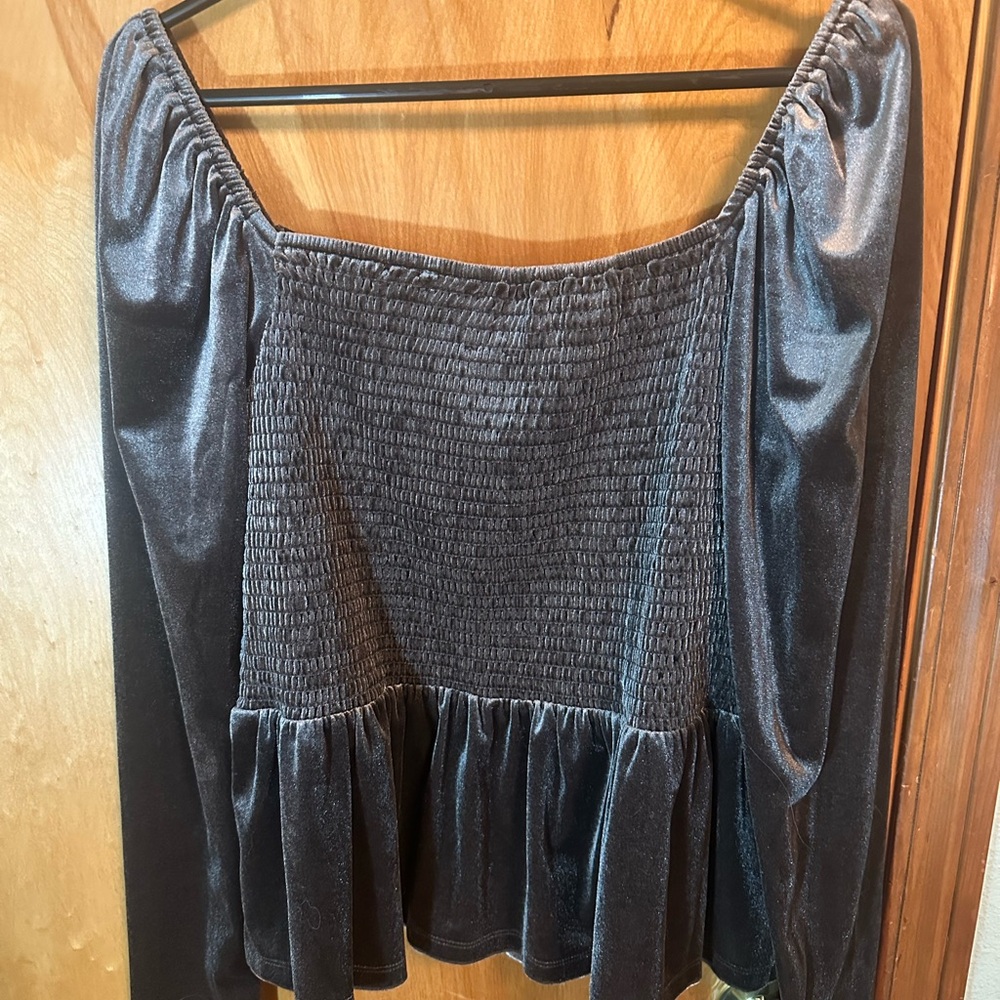 GAP Textured Velvet Brown Top